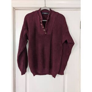 Cape Isle Knitters Sweater men's large maroon cotton‎ vintage fishermancore